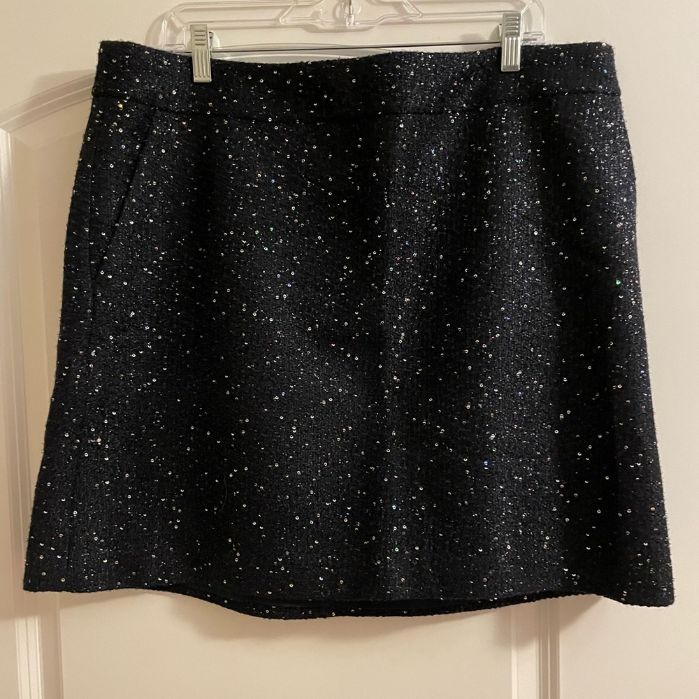 NEW: Sparkling Tweed Mini Skirt in Navy/ Black, 14 plus